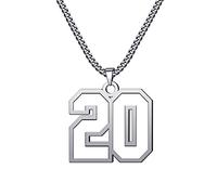 CaJoYo 20 Silver Number Necklace for s Athletes Jersey Number Necklace Sports Basketball Baseball Football Soccer Charm Pendant Inspiration Jewelry Stainless Steel