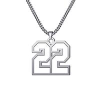 CaJoYo 22 Silver Number Necklace for s Athletes Jersey Number Necklace Sports Basketball Baseball Football Soccer Charm Pendant Inspiration Jewelry Stainless Steel