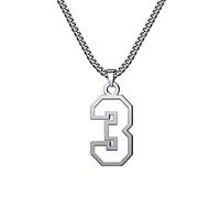 CaJoYo 3 Silver Number Necklace for s Athletes Jersey Number Necklace Sports Basketball Baseball Football Soccer Charm Pendant Inspiration Jewelry Stainless Steel