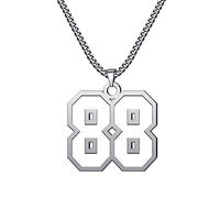 CaJoYo Silver Number 88 Necklace Athletes Jersey Number Necklace for s Sports Basketball Baseball Football Soccer Charm Pendant Inspiration Jewelry Stainless Steel