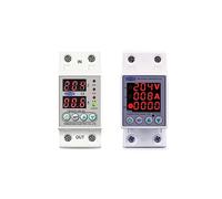 CAKADIXIY Din Rail Dual Display Adjustable Over Voltage Current and Under Protective Device Protector Relay 40A 63A 80A 220V 230V(110v 60a,V A Kwh type)