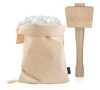 Cakasi Lewis Bag and Ice Mallet Crush Set，Wood Hammer and Reusable Canvas Bag for Crushed Ice Use for Home Party Bar Kitchen Dried Ice Crushing Drinks