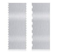 Cake 2 Pcs Metal Scraper, Double Sided Cake Smoother, Stainless Steel Edge Scraper, Buttercream Smoother for Baking Measuring Mousse Cream Accessories