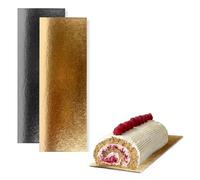 Cake Boards 12" x 4" (11.81 x 3.94 inches) - Decorative Rectangular Cardboard Pastry Base - 1 mm Thick - Double Sided Black and Gold - 15 Pack