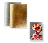 Cake Boards 14" x 10" (13.78 x 9.84 inches) - Decorative Rectangular Cardboard Pastry Base - 1 mm Thick - Double Sided Silver and Gold - 10 Pack