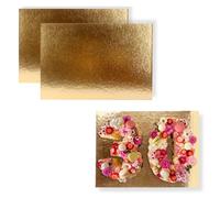 Cake Boards 16" x 12" (15.75 x 11.81 inches) - Decorative Rectangular Cardboard Pastry Base - 1 mm Thick - Double Sided Gold - 10 Pack
