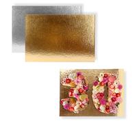 Cake Boards 16" x 12" (15.75 x 11.81 inches) - Decorative Rectangular Cardboard Pastry Base - 1 mm Thick - Double Sided Silver and Gold - 10 Pack