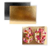 Cake Boards 16" x 12" (15.75 x 11.81 inches) - Decorative Rectangular Cardboard Pastry Base - 1 mm Thick - Double Sided Black and Gold - 10 Pack