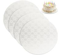 Cake Boards - 4 Pack, 8 inch, White - Reusable Round Cake Drums for Showstopping Desserts - Heavy-Duty Disposable Cardboard Cake Bases w/Smooth Surface - Cake Decorating Supplies by PixiPy