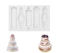 Cake Border Fondant Mold, Baroque Scroll Relief Cake Border Silicone Mold Vintage Frame Silicone Mould for Cakes Decorating, Gumpaste, Resin and Plaster
