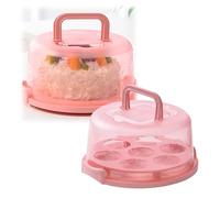Cake Carrier with Lid and Handle, Cake Storage Containers Holder with Handles Cupcake Carrier - Plastic Cover Two Sided Base for Transport Pie Nuts Fruit Gifts for Storing & Displaying Cakes (Pink)