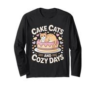 Cake Cats and Cozy Days Cute Cat Vibes Aesthetic Long Sleeve T-Shirt