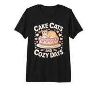 Cake Cats and Cozy Days Cute Cat Vibes Aesthetic Premium T-Shirt