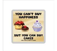 Cake Coaster Gift - You Can't Buy Happiness But You Can Buy A - Cute Novelty Fun Holiday Present