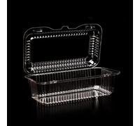 Cake Containers - Clear Plastic Boxes For Food Cake Leftovers Salads - 200 x 90 x 75 mm (K38) (50)