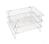 Cake Cooling Rack 16.5 Inch for Cookies Biscuits(Three-layer) | Stackable design, saves 50% space, fits standard cabinets, holds multiple batches, silver finish