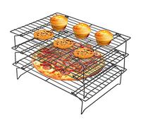 Cake Cooling Rack, Cooling Racks For Cooking And Baking Stackable Racks, For Baking 3-Tier Carbon Steel And Rack Non-Stick Cooking Grill Tray Home Kitchen
