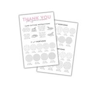 Cake Cutting Guide Servine Instruction Care Cards Map | 30pk 5.5x8.5” Round Square Dessert Baker Template Grid Chart Table Board with Measurements Wedding