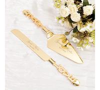 Cake Cutting Set for Wedding, Personalized Gold Cake Knife and Server Set, Custom Cake Serving Set, Engraved Pastry Pie Server Cake Pizza Cutter, Christmas Birthday Bridal Gift (Love)