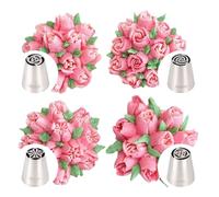 Cake Decorating Flower Decorating Nozzle Set Large Bouquet Piping Tips Stainless Steel Baking Tools for Tulips,Buttercream Blooms Icing Bags