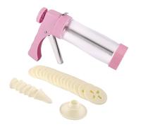 Cake Decorating Gun, Biscuit Maker Dessert Piping Decorator Plastic Icing Pens with 16 Discs and 6 Decoration Tips for Jam Cream Pastes (Pink)