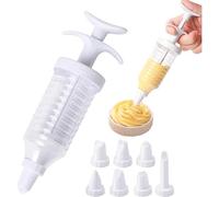 Cake Decorating Icing Syringe Baking Cream Pump with 8 Nozzles Dessert Decorations Fillings Syringes Piping Nozzle Set Pastry Decorator Squeezer Pen Cupcakes Donuts Biscuits Decoration Tool (1 Pack)