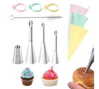 Cake Decorating Kit,11 Pack Stainless Steel Icing Piping Nozzle Tips TPU Piping Bags with Brush and Ring,Cream Filling Tubes Puff Nozzles for Filling Donuts Cupcakes Pastries Cookies Cakes