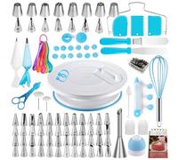 Cake Decorating Kit, 137pcs Cake Decorating Supplies with Cake Turntable for Decorating, Pastry Piping Bag, Russian Piping Tips Baking Tools, Cake Baking Supplies for Beginners (Blue)