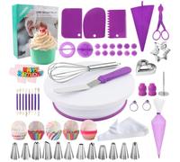 Cake Decorating Kit 253 PCs with Cake Turntable- Cake Leveler- 100 Cake Cups- 12 Piping Tips & Nozzles & 50 Icings Bags, Professionals Cake Baking Accessories, DIY Baking Tools Supplies for Beginners