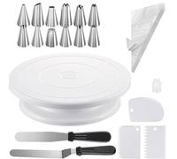 Cake Decorating Kit Complete Set 69 Pcs :1 Cake Stand Turntable, 50 Piping Bags, 12 Icing Tips, 3 Scrapers, 2 Frosting Spatulas and 1 Coupler Baking Supplies kit for Professionals Home Bakers