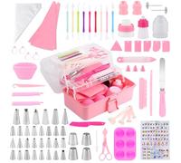 Cake Decorating Kit: Decorating Supplies Tools Kit 138 PCS Baking Accessories Include Spiping Bags and Tips Set, Piping Tips Set, Spatulas, Cake Scraper, 50 Piping Bags for Beginners, Pink