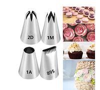 Cake Decorating Large Icing Piping Nozzle Set,4 Cake Piping Nozzles Tips Kit for Baking Cookie Cupcake Decorating