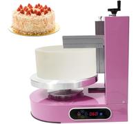 Cake Decorating Machine 4-12 Inch Electric Cake Icing & Frosting Smoother with Adjustable Speed, 60-320 RPM, Beveled Scraper, Dual Rotation, Low Noise 200W 110V Stainless Steel,Pink