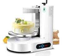 Cake Decorating Machine 4-12 Inch Electric Cake Icing & Frosting Smoother with Adjustable Speed, 60-320 RPM, Beveled Scraper, Dual Rotation, Low Noise 200W 110V Stainless Steel,White