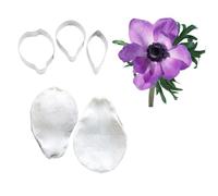 Cake Decorating Petal Leaf Vein Texture Printing Silicone Stainless Steel Cutter Set,Fondant Cakes Modeling Gum Paste Flower Mould Sugarcraft Mold Cake Making Tool (Anemone)