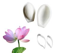 Cake Decorating Petal Leaf Vein Texture Printing Silicone Stainless Steel Cutter Set,Fondant Cakes Modeling Gum Paste Flower Mould Sugarcraft Mold Cake Making Tool (Lotus)