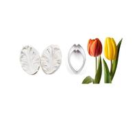 Cake Decorating Petal Leaf Vein Texture Printing Silicone Stainless Steel Cutter Set,Fondant Cakes Modeling Gum Paste Flower Mould Sugarcraft Mold Cake Making Tool (Tulip)
