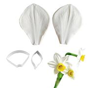 Cake Decorating Petal Leaf Vein Texture Printing Silicone Stainless Steel Cutter Set,Fondant Cakes Modeling Gum Paste Flower Mould Sugarcraft Mold Cake Making Tool (Narcissus)