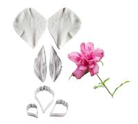 Cake Decorating Petal Leaf Vein Texture Printing Silicone Stainless Steel Cutter Set,Fondant Cakes Modeling Gum Paste Flower Mould Sugarcraft Mold Cake Making Tool (Hibiscus Flowers)