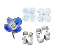 Cake Decorating Petal Leaf Vein Texture Printing Silicone Stainless Steel Cutter Set,Fondant Cakes Modeling Gum Paste Flower Mould Sugarcraft Mold Cake Making Tool (Four Petals Flower)