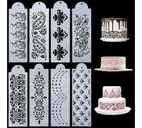 Cake Decorating Stencils Floral Edge Templates Reusable Cake Stencils for Cake Fondant Dessert Mousse Decoration 8pcs