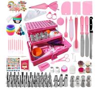 Cake Decorating Supplies 369-Piece Piping Bags and Tips Set Cake Decorating Kit with 60 Piping Tips Cake Decorating Tools with Multi-Purpose 3-Layer Toolbox with Tray
