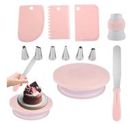 Cake Decorating Turntable Rotating Cake Decorating | Rotating Cake Stand with Non-Slip Pads, Food Grade Cake Turner - 6 Icing Nozzles, 3 Icing Scrapers, 1 Spatula
