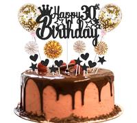 Cake Decoration 30th Birthday Decoration Happy 30th Birthday Cake Decoration 30 Years Man Cake Decoration 30th Birthday Woman Black Golden Cake Decoration Man Women Hello 30th Glitter Cake Topper for