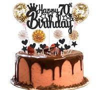 Cake Decoration 70th Birthday Decoration Happy 70th Birthday Cake Decoration 70 Years Man Cake Decoration 70th Birthday Woman Black Golden Cake Decoration Man Women Hello 70th Glitter Cake Topper for