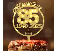 Cake Decoration 85th Birthday Woman Man Seutgjie 85th Birthday Cake Topper Wood with LED Fairy Lights 1940 to 2025 Cake Decoration