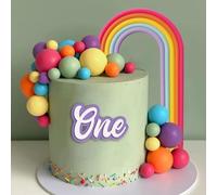 Cake Decoration Balls,Rainbow Cake Decorations,Rainbow Cake Topper,Cake Decorations Happy Birthday Cake Topper, for Pink Birthday Decorations and Boho Decor (C)