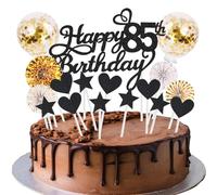 Cake Decoration Birthday Cake Happy Birthday Cake Decoration Black Gold Cake Decoration 85th Birthday Women Men Happy Birthday Cake Decoration Glitter Cake Topper 85th Birthday Happy 85th Birthday