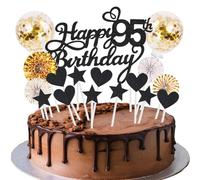 Cake Decoration Birthday Cake Happy Birthday Cake Decoration Black Gold Cake Decoration 95th Birthday Women Men Happy Birthday Cake Decoration Glitter Cake Topper 95th Birthday Happy 95th Birthday