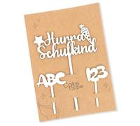 Cake Decoration First Day of School, Wooden Hurray School Child Cake Decoration, Cake Topper School Child Cake Decoration Cake Topper ABC 123 Cake Decoration First Day of School for Girls Boys School
